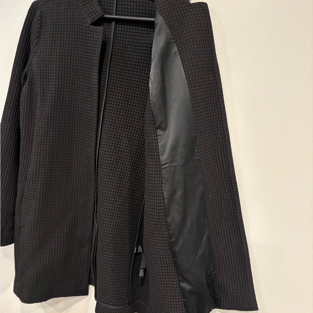 Eileen Fisher Black Ribbed Trench Coat - Picture 9 of 16